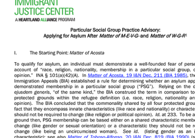 Applying for Asylum Particular Social Group Status Advisory