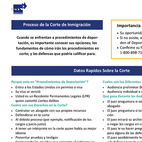 The Immigration Court Process – Spanish
