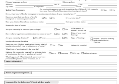 OCJF: Preliminary Screening Form