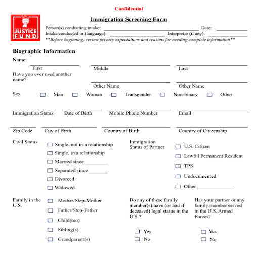 OCJF: Immigration Screening Form