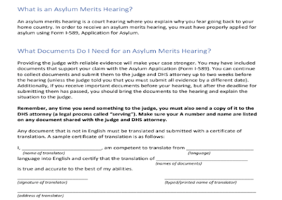 ABA: Asylum Merits Hearing without an Attorney