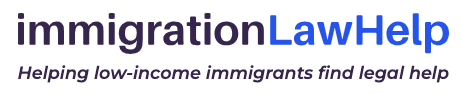 Immigration Law Help logo  that says "helping low-income immigrants find legal help" 