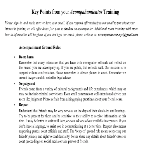 Acompañamientos: Training Key Points