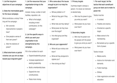 Midwest Academy Campaign Strategy Chart