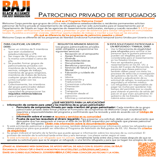 BAJI: Patrocinio Privado de Refugiados