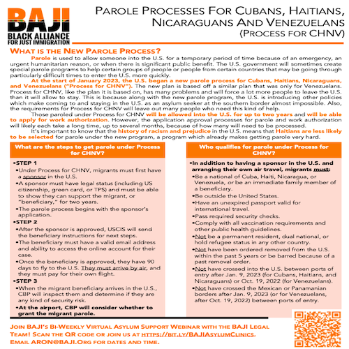 BAJI: Parole Process for Cubans, Haitians, Nicaraguans, & Venezuelans (English)