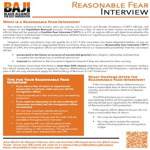 BAJI: Reasonable Fear Interview (English)