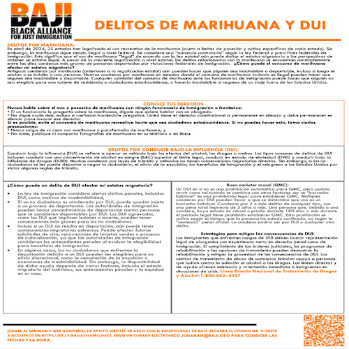 BAJI: Delitos de Marihuana y DUI